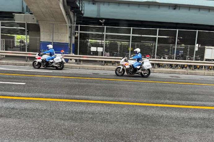 Motorcycle Policemen (Shirobai) on Expressway
