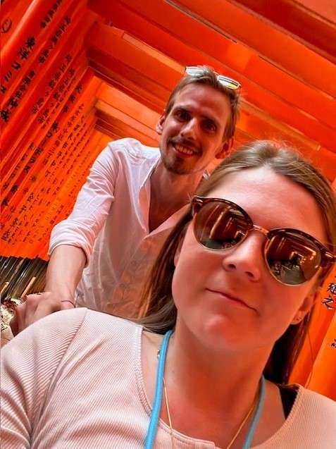Cati and her Husband Visiting Fushimi Inari Taisha Shrine in Kyoto