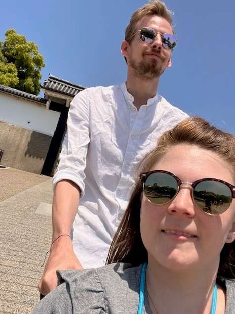 Cati and her Husband Visiting Kyoto Imperial Palace