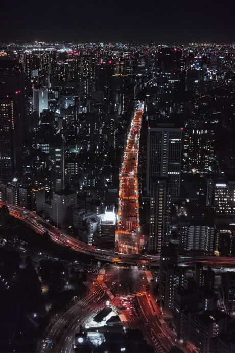 The roads beneath Tokyo Tower from the Top Deck