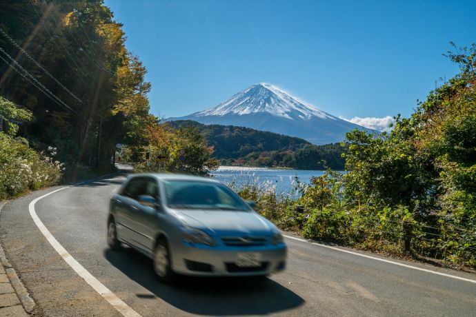 Driving near Mount Fuji in Japan